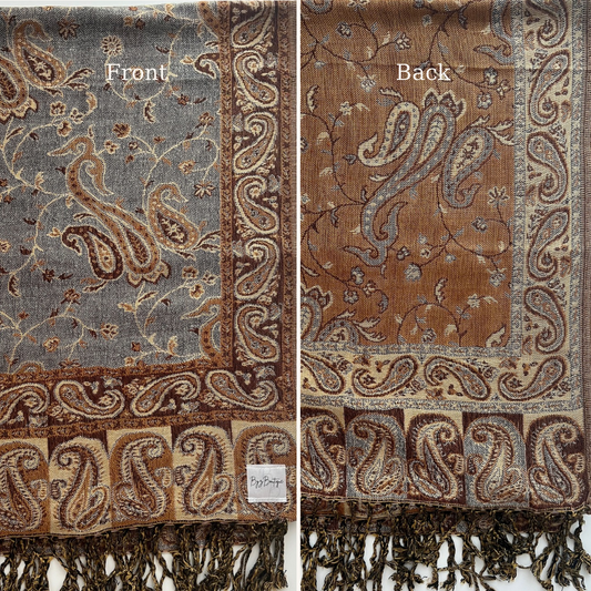 Reversible pashmina hijab - Grey + Brown 2.0
