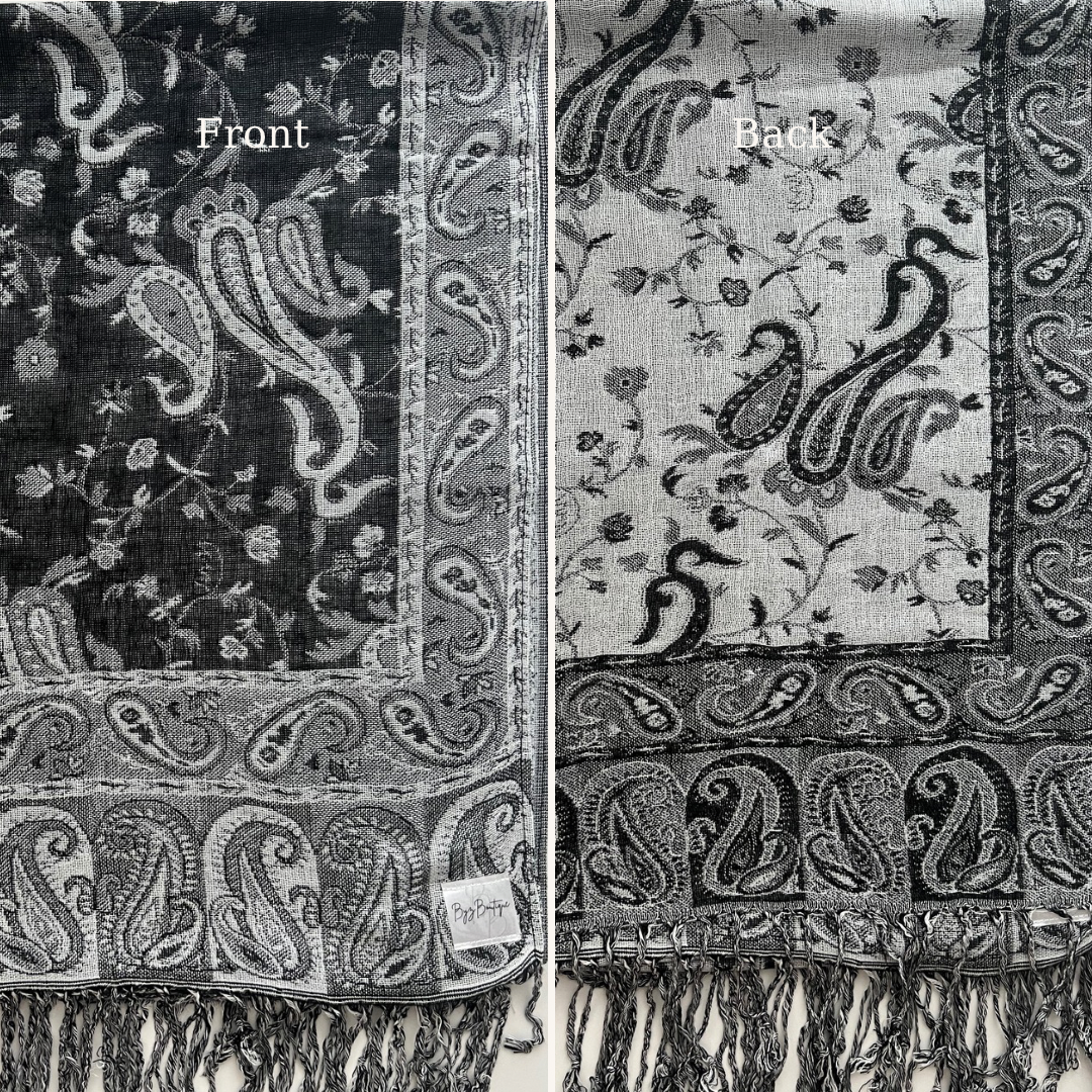 Reversible pashmina hijab - Black + White