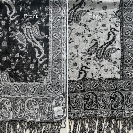 Reversible pashmina hijab - Black + White