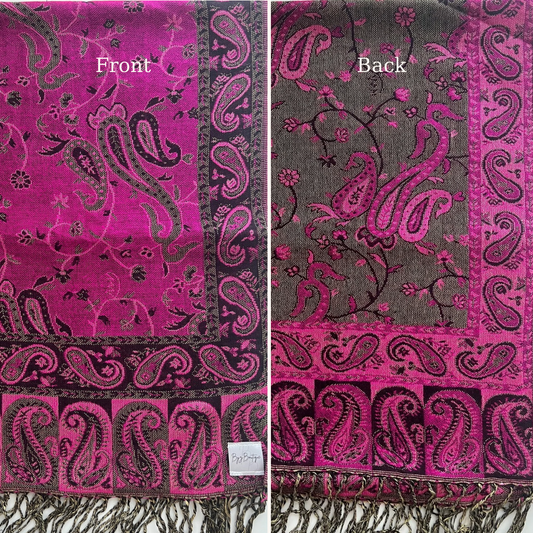 Reversible pashmina hijab - Hot Pink + Grey
