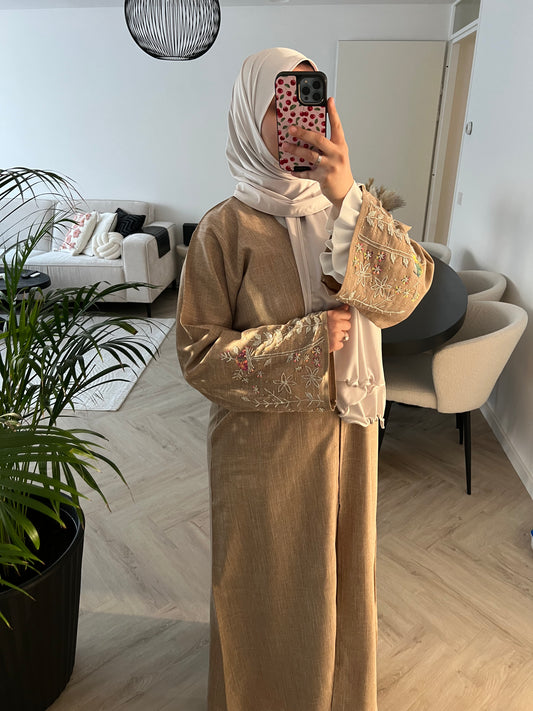 Flower abaya - Brown