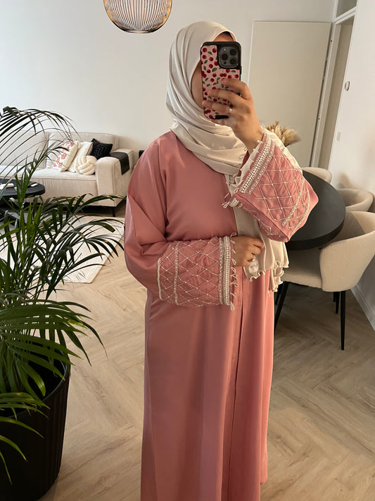 Elegant abaya - Pink stone