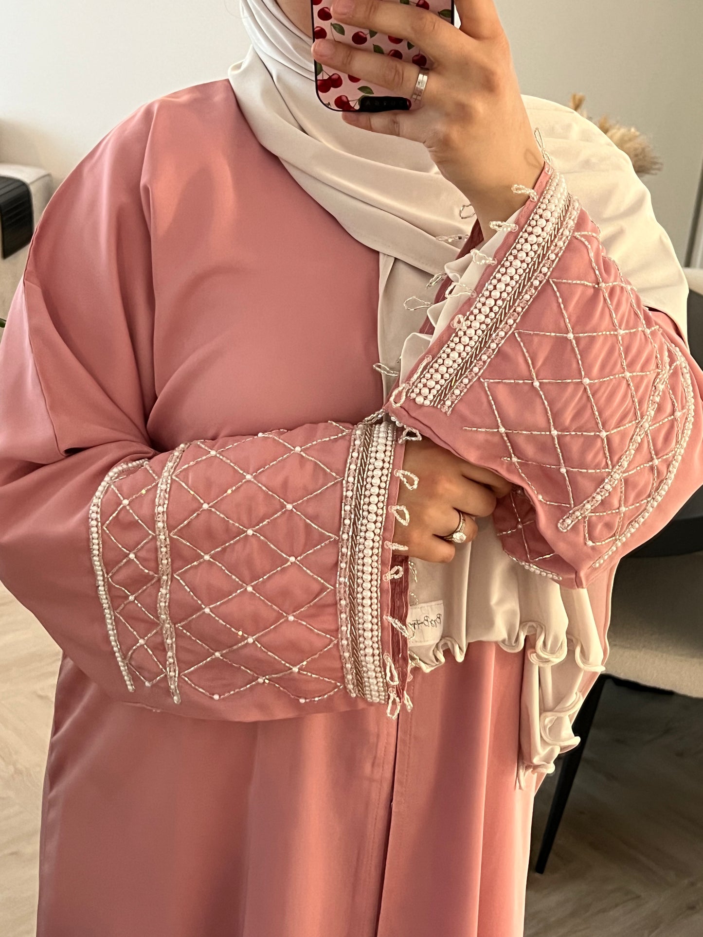 Elegant abaya - Pink stone