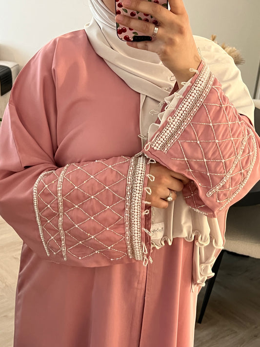 Elegant abaya - Pink stone
