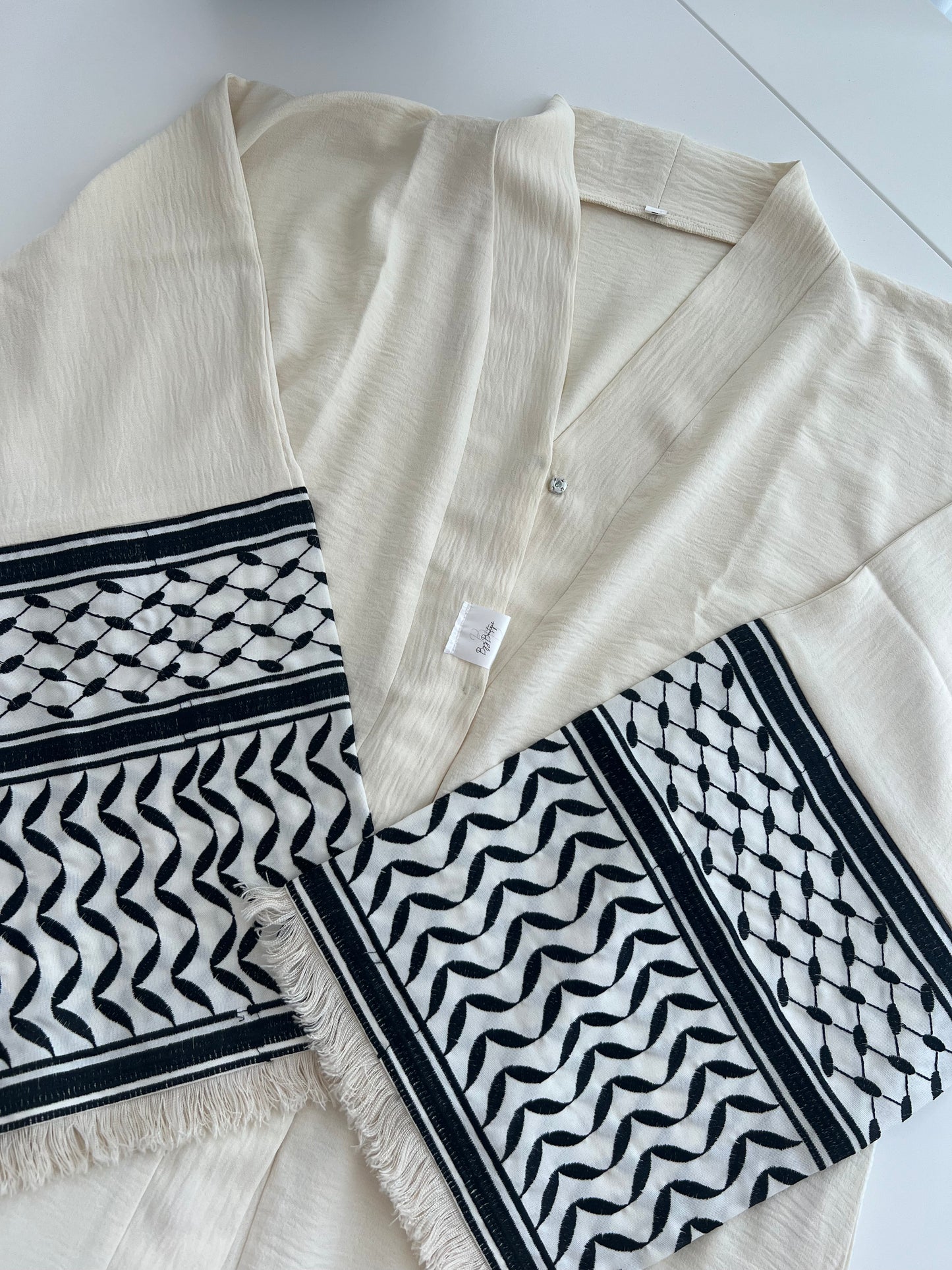 Keffiyeh abaya - White
