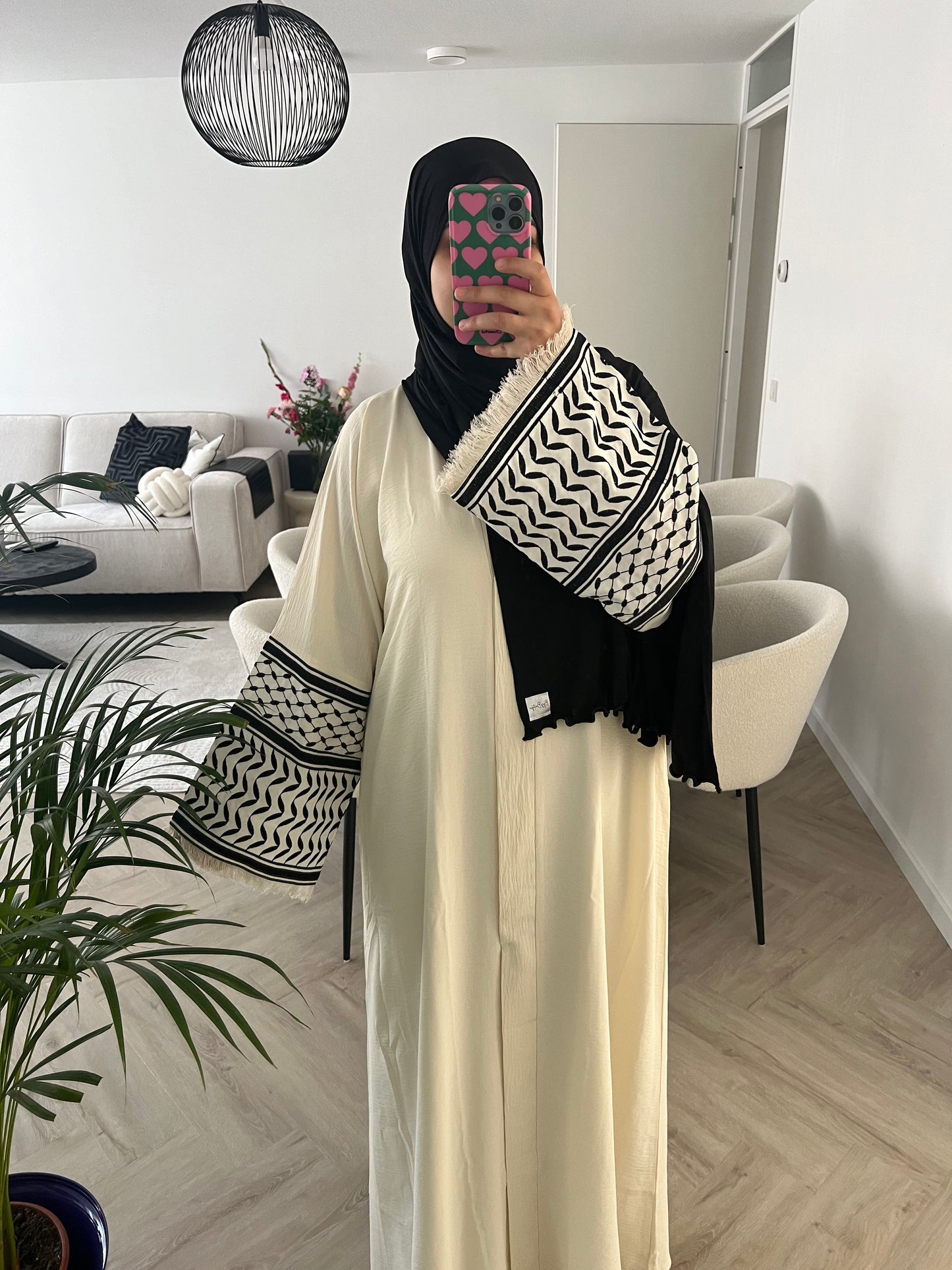 Keffiyeh abaya - White