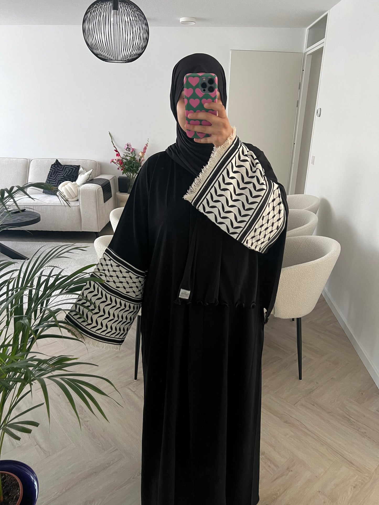 Keffiyeh abaya - Black