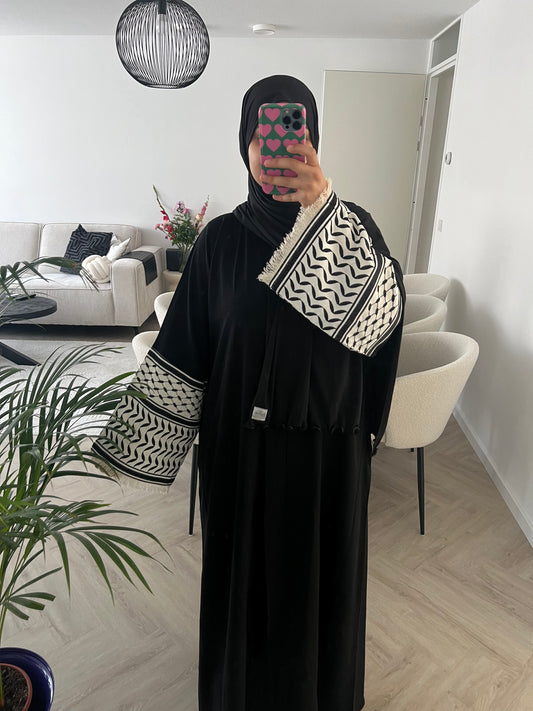 Keffiyeh abaya - Black