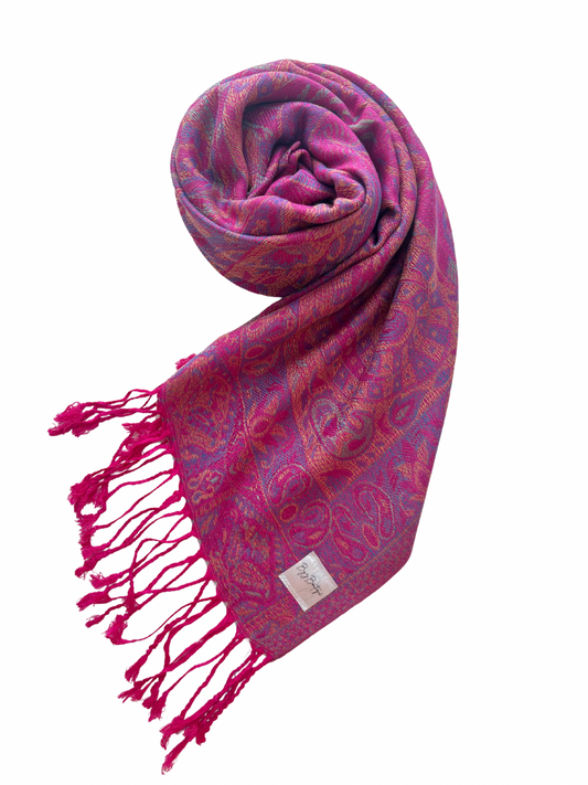 Reversible pashmina hijab - Dark pink