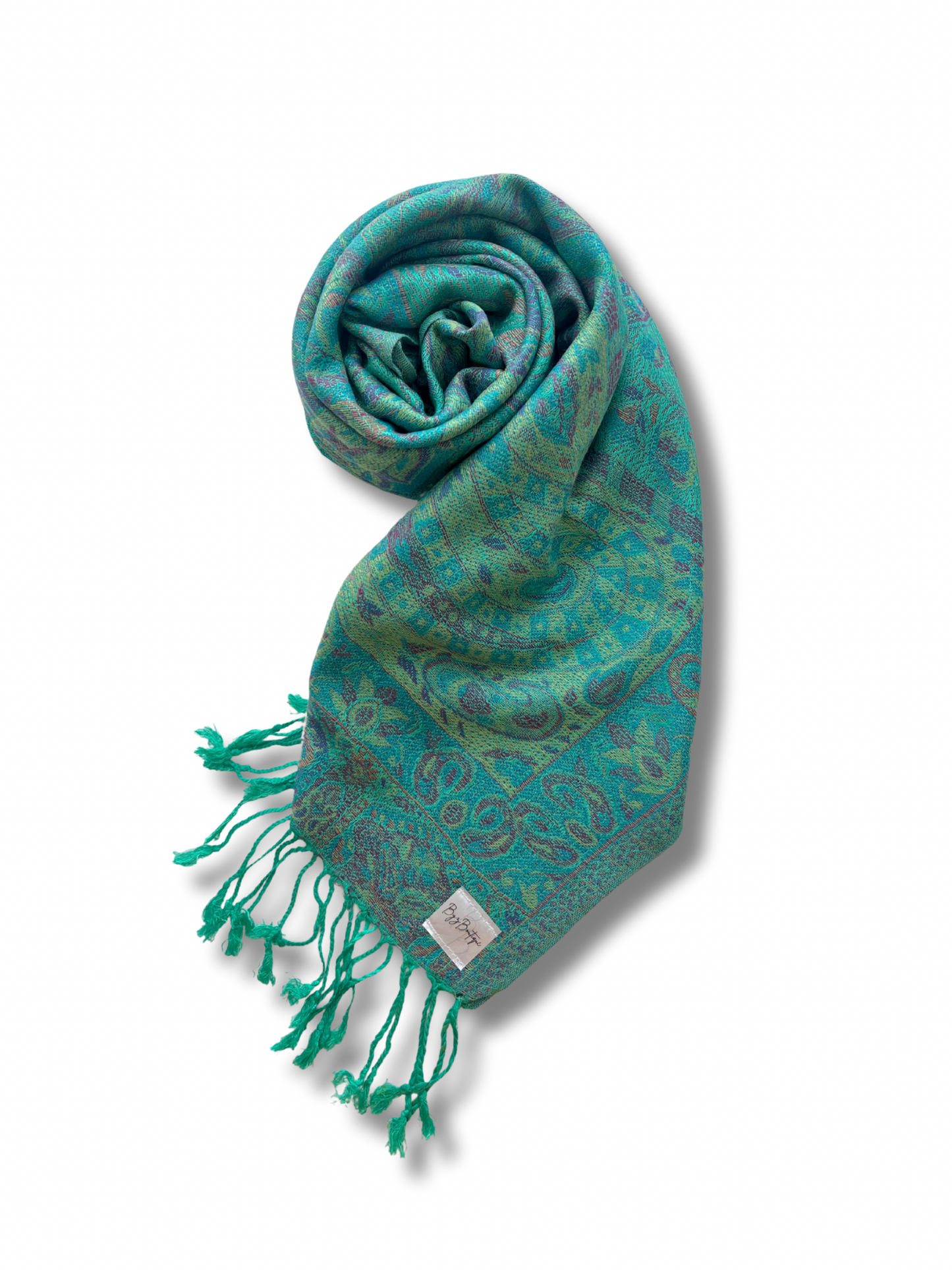 Reversible pashmina hijab - green + blue