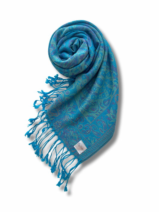 Reversible pashmina hijab - blue
