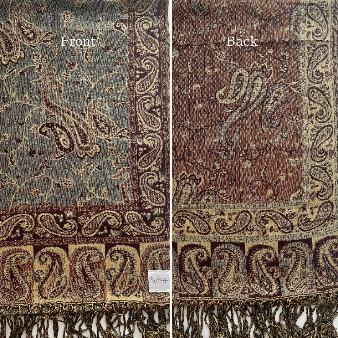 Reversible pashmina hijab - Grey + Brown 1.0
