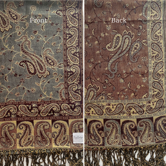 Reversible pashmina hijab - Grey + Brown 1.0