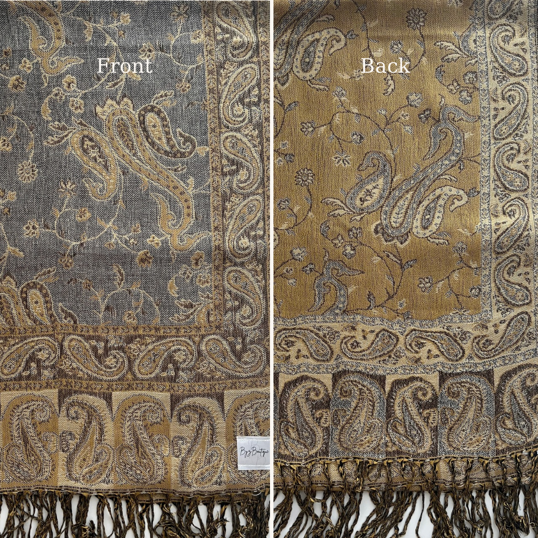 Reversible pashmina hijab - Grey + Yellow