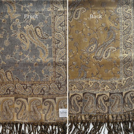 Reversible pashmina hijab - Grey + Yellow