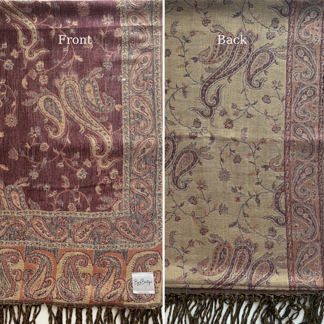 Reversible pashmina hijab - Pink + Beige