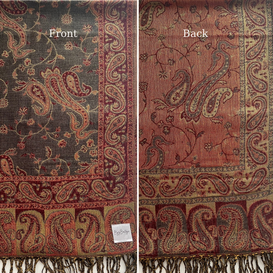 Reversible pashmina hijab - Brown + Red