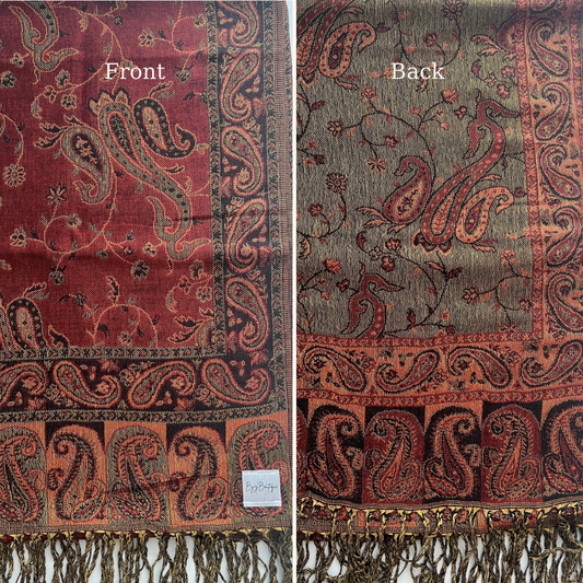 Reversible pashmina hijab - Red + Brown
