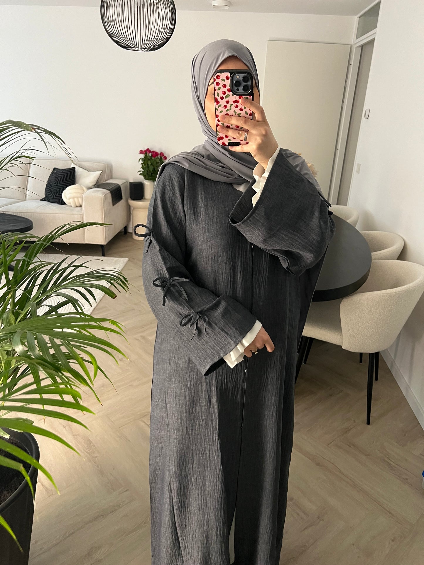 Classic jeans bow abaya