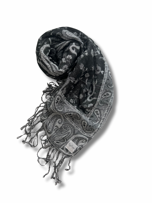 Reversible pashmina hijab - Black + White