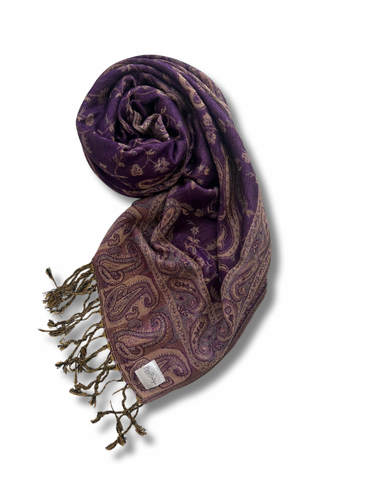 Reversible pashmina hijab - Purple + Beige