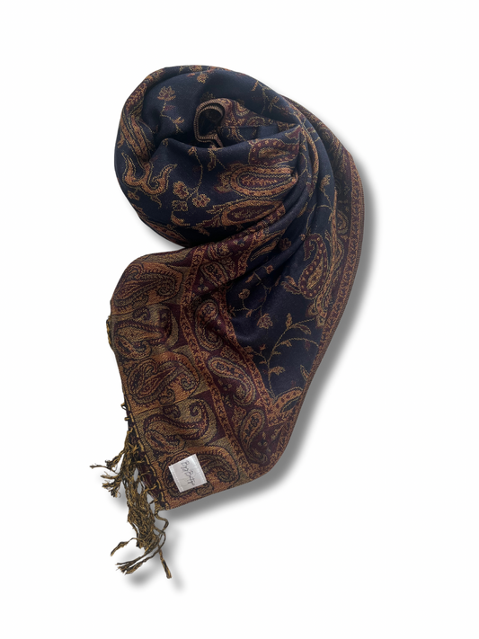 Reversible pashmina hijab - Dark Blue + Brown