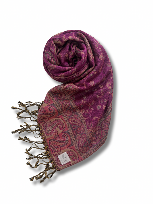 Reversible pashmina hijab - Hot Pink + Beige