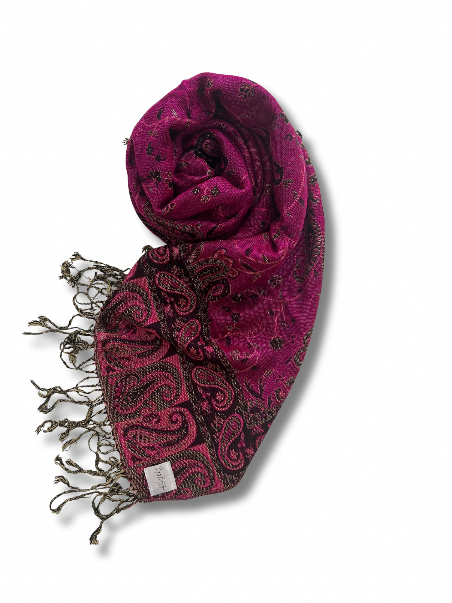 Reversible pashmina hijab - Hot Pink + Grey