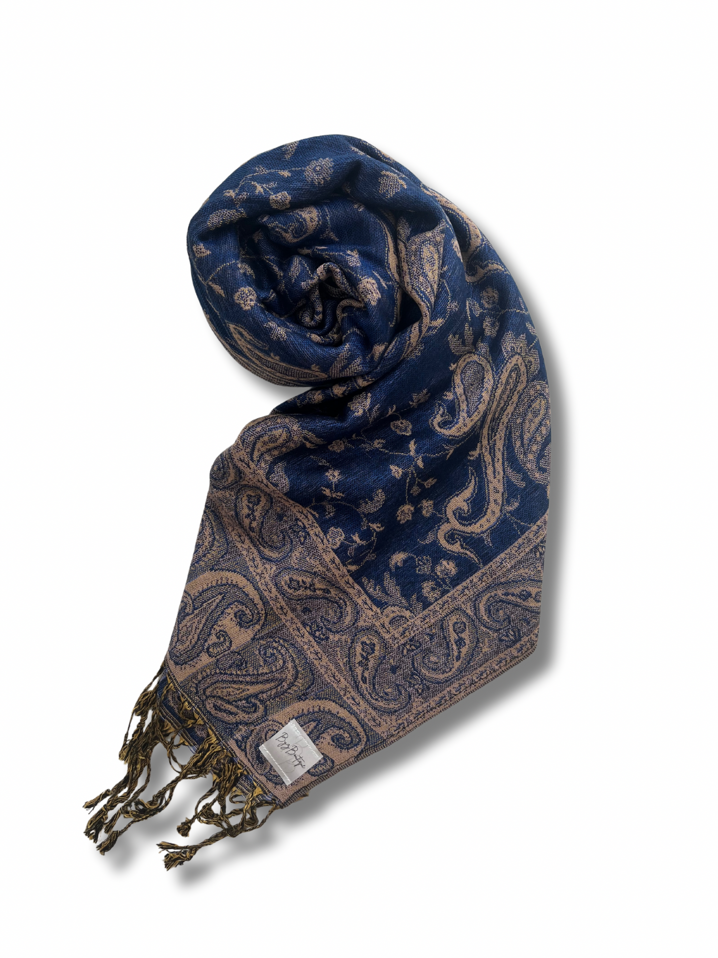 Reversible pashmina hijab - Dark Blue + Beige