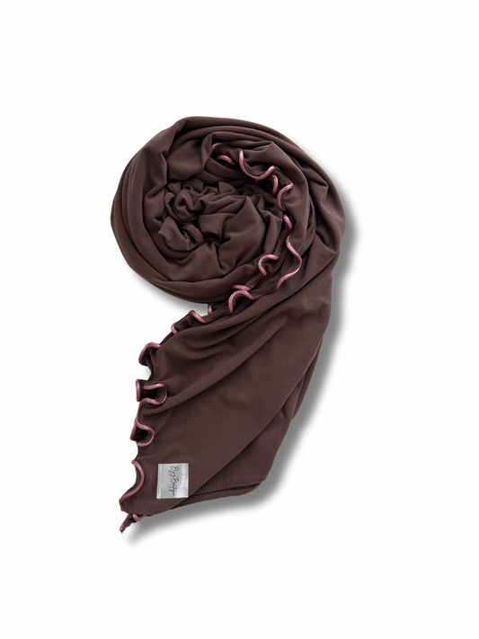 Premium jersey line hijab - Marsala