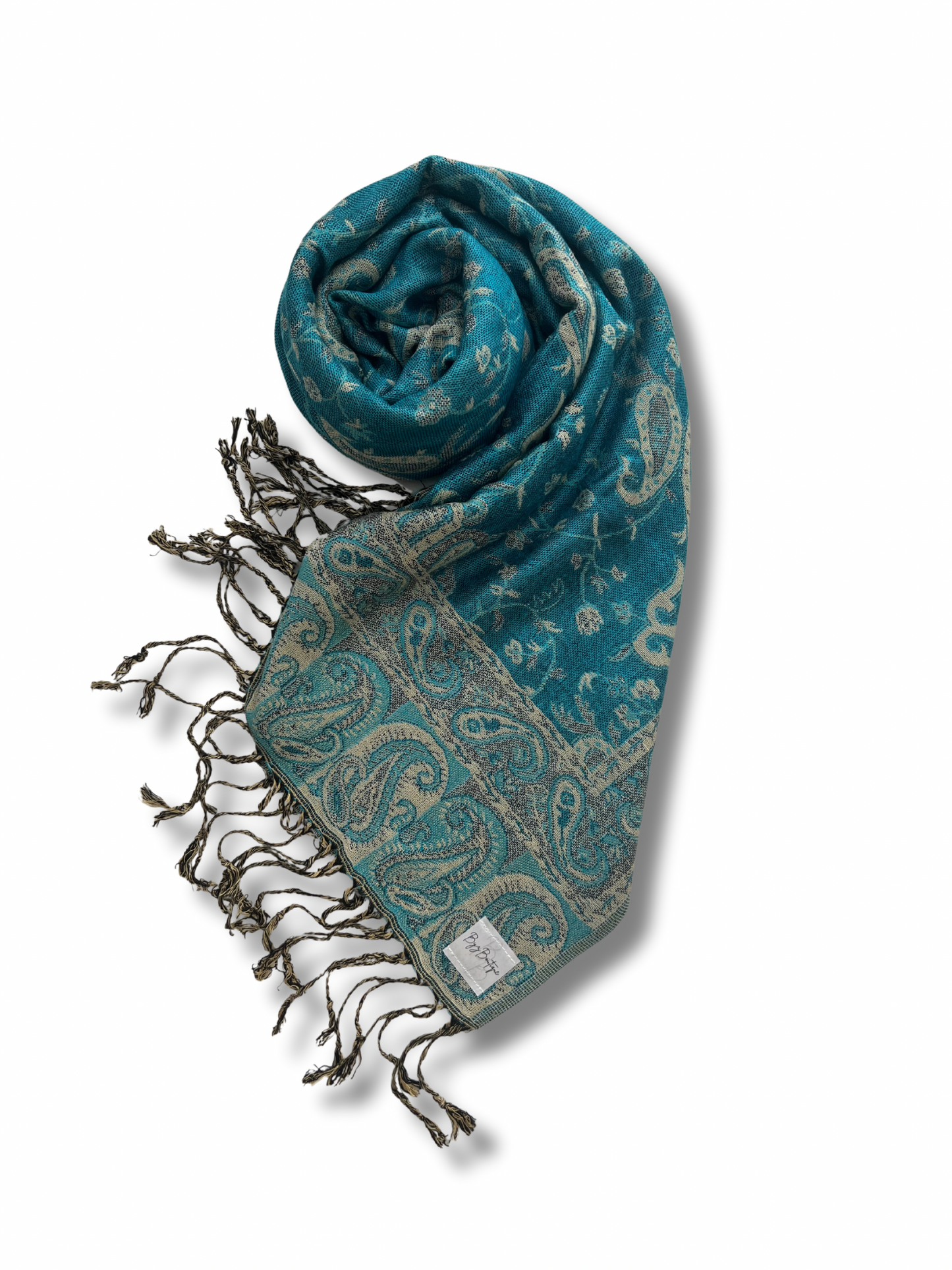 Reversible pashmina hijab - Blue + Beige