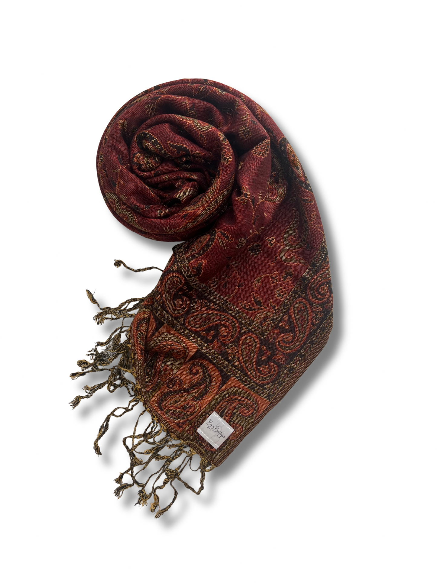 Reversible pashmina hijab - Red + Brown